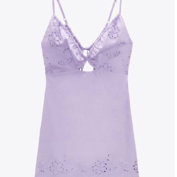 ZARA WOMANLILAC OPENWORK EMBROIDERED DRESS Size (M,L ) 0881/329 NEW WITH TAG! ZARA WOMANLILAC OPENWORK EMBROIDERED DRESS Size (M,L ) 0881/329 NEW WITH TAG!